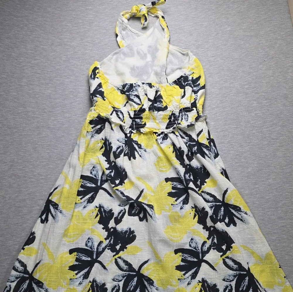 Walter Baker Yellow and Black Floral Halter Top Midi Dress Size Medium - Picture 9 of 10
